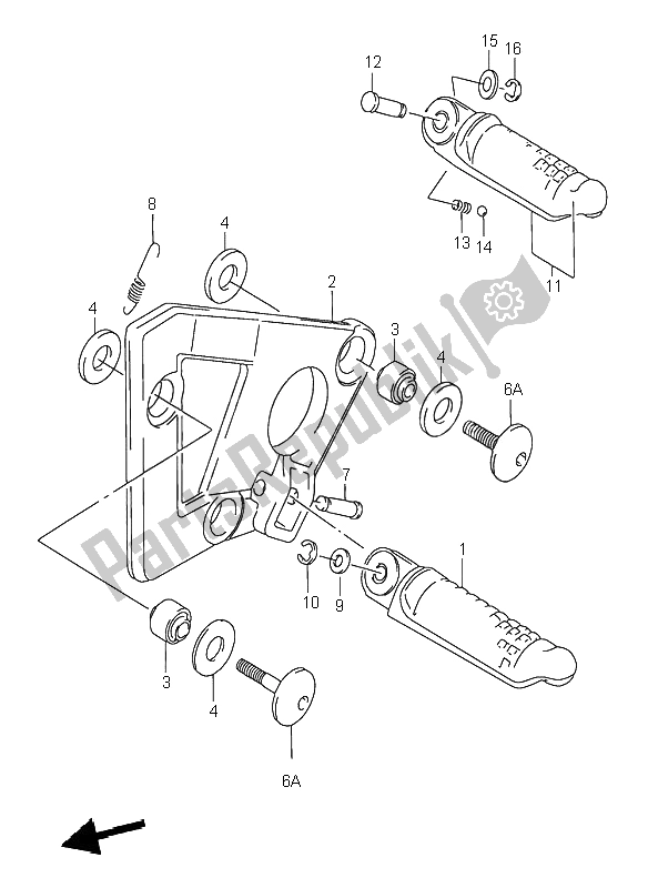 Todas las partes para Reposapiés de Suzuki GSX 750F 1996