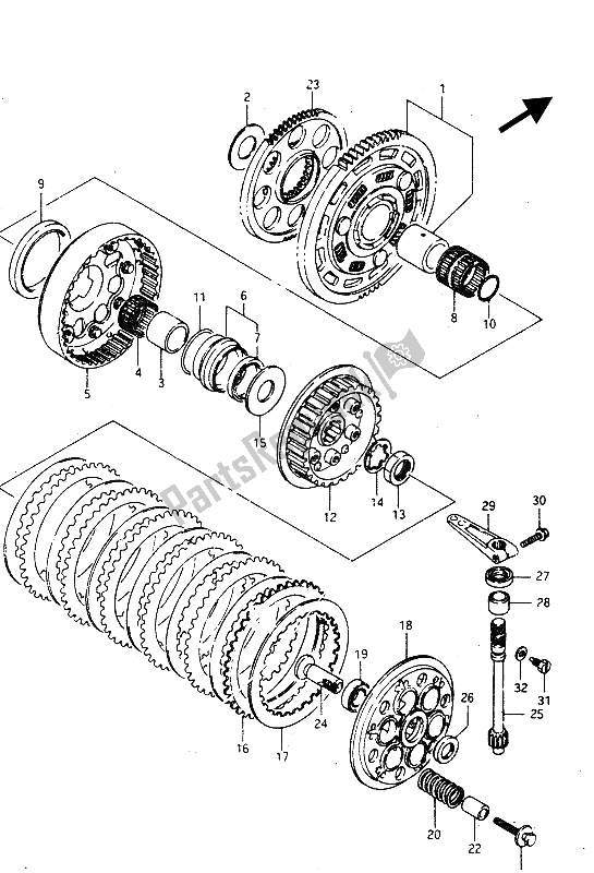 Toutes les pièces pour le Embrayage du Suzuki GSX R 750R 1986