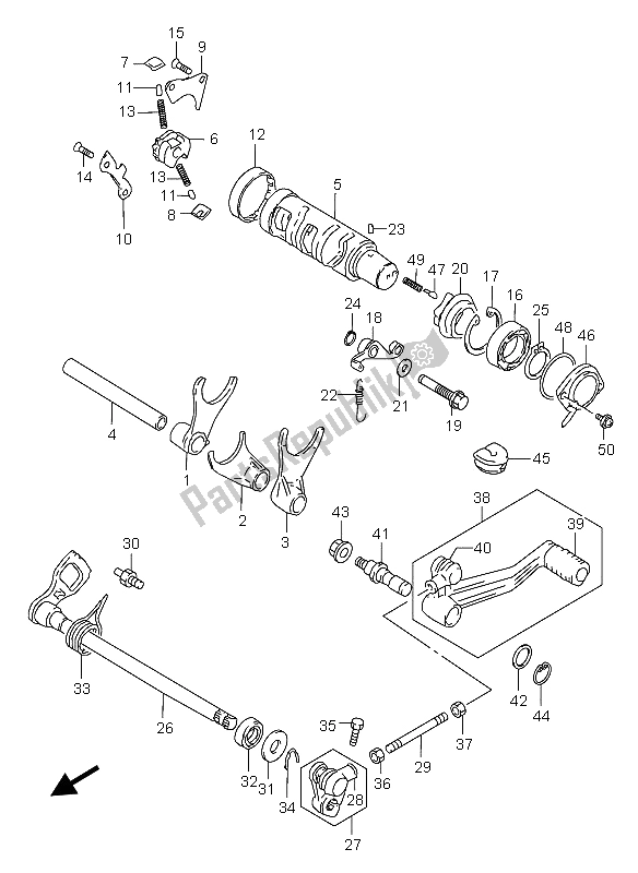 All parts for the Gear Shifting of the Suzuki GSX 600F 2004