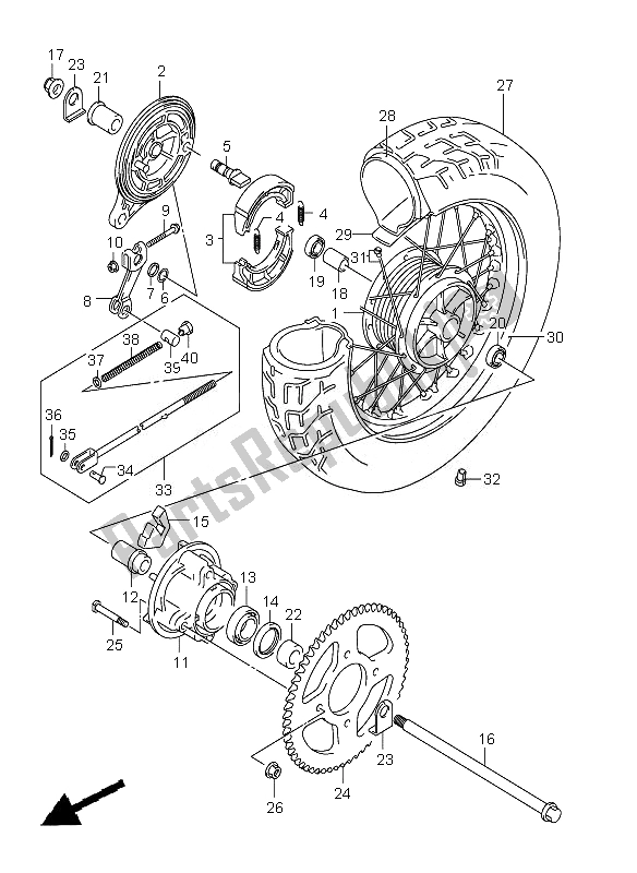 All parts for the Rear Wheel of the Suzuki VL 250 Intruder 2007