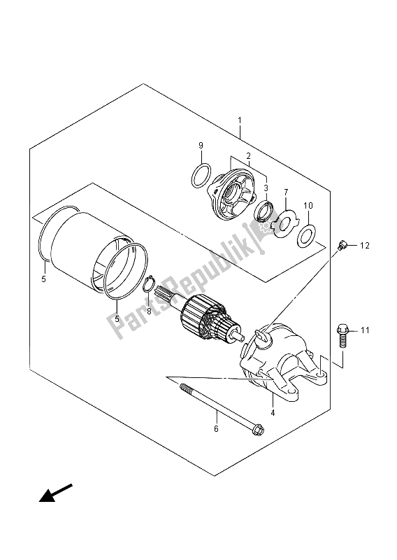 All parts for the Starting Motor of the Suzuki GSX R 1000A 2015