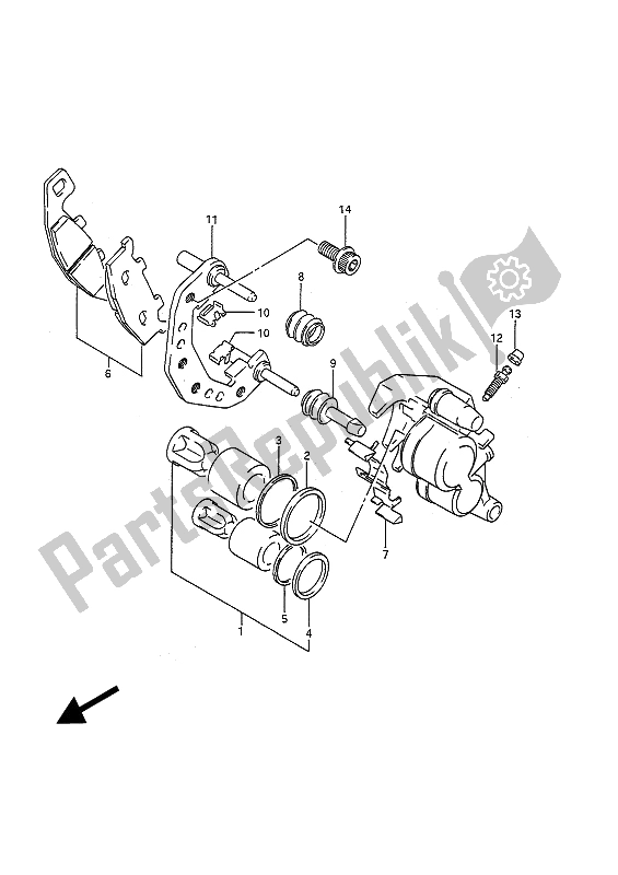 All parts for the Front Caliper of the Suzuki GSF 400 Bandit 1993