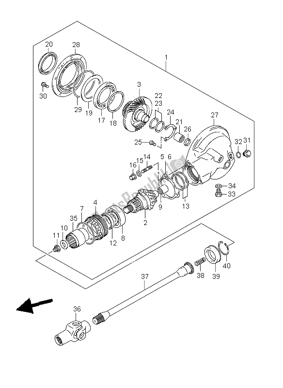 All parts for the Propeller Shaft & Final Drive Gear (vl800c-cue) of the Suzuki VL 800C Volusia 2008