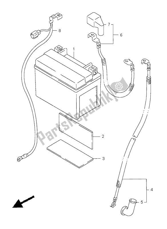 All parts for the Battery of the Suzuki GSX R 600 2000