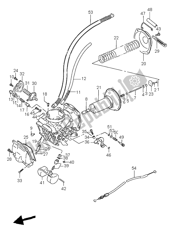 All parts for the Carburetor (front) of the Suzuki VS 800 Intruder 2000