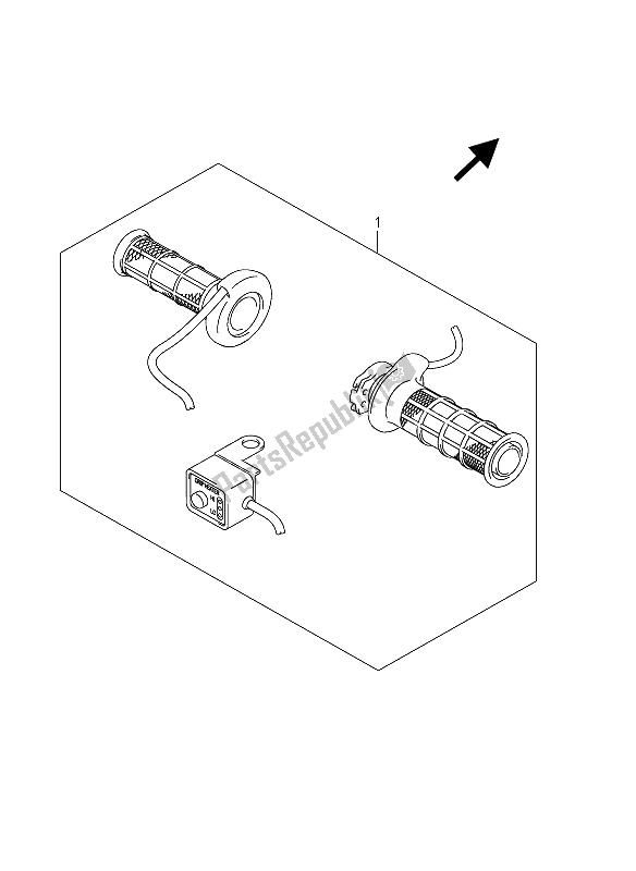 All parts for the Grip Heater Set (optional) of the Suzuki DL 650A V Strom 2012