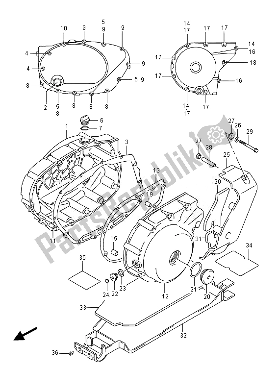 Alle onderdelen voor de Carter Deksel van de Suzuki VZ 800 Intruder 2014