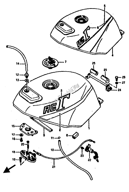 Todas as partes de Tanque De Combustível do Suzuki RG 500 Gamma 1986