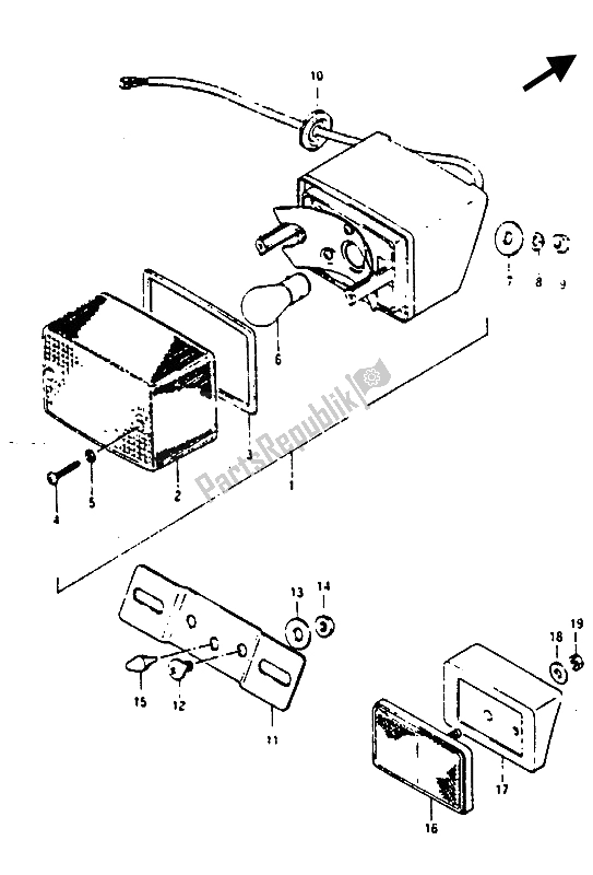 Toutes les pièces pour le Feu Arrière Combiné du Suzuki RG 125 CUC Gamma 1986