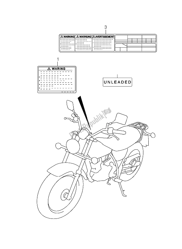 All parts for the Label of the Suzuki RV 125 Vanvan 2009