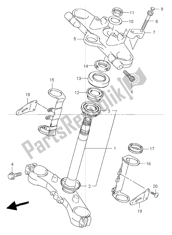 All parts for the Front Fork Bracket (gsf600-u-z) of the Suzuki GSF 600 NSZ Bandit 2004