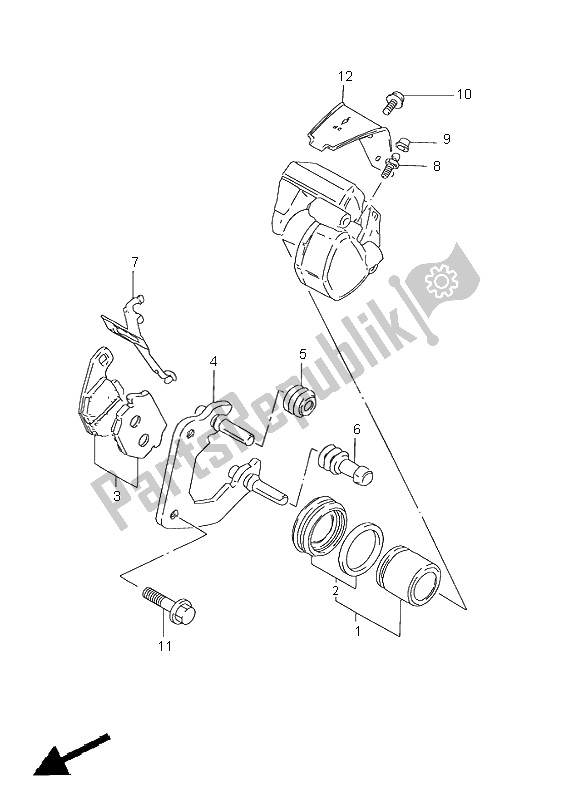 All parts for the Front Caliper of the Suzuki GN 125E 1999