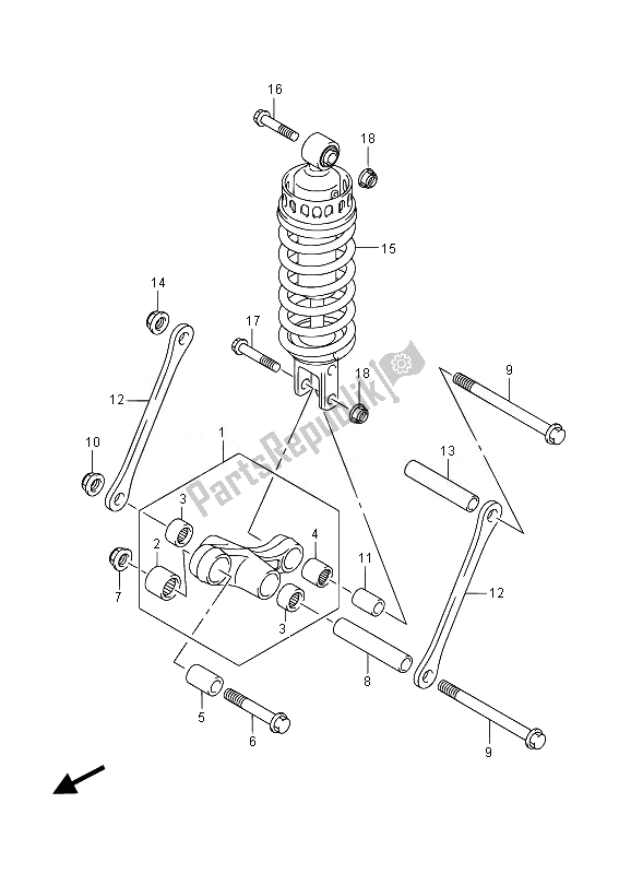 All parts for the Rear Cushion Lever of the Suzuki GSX 1250 FA 2014