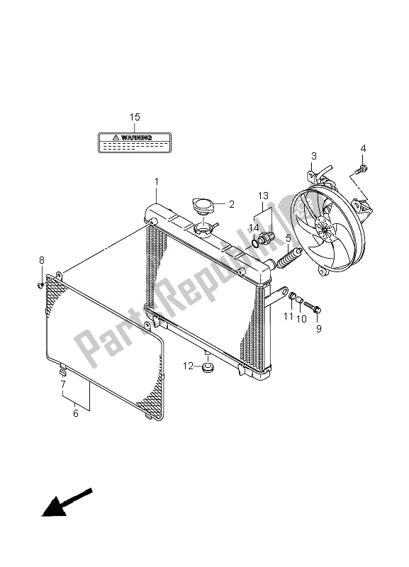 All parts for the Radiator of the Suzuki LT A 450X Kingquad 4X4 2007