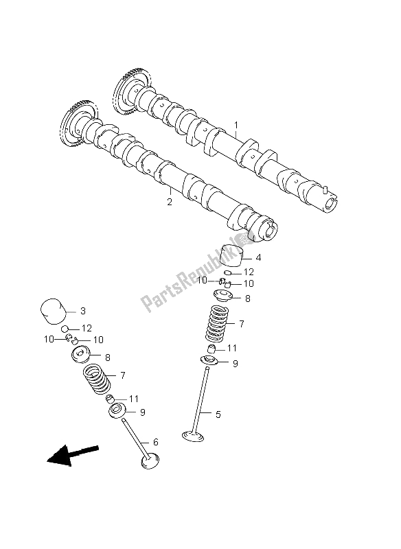 All parts for the Cam Shaft & Valve of the Suzuki GSX R 1000 2001