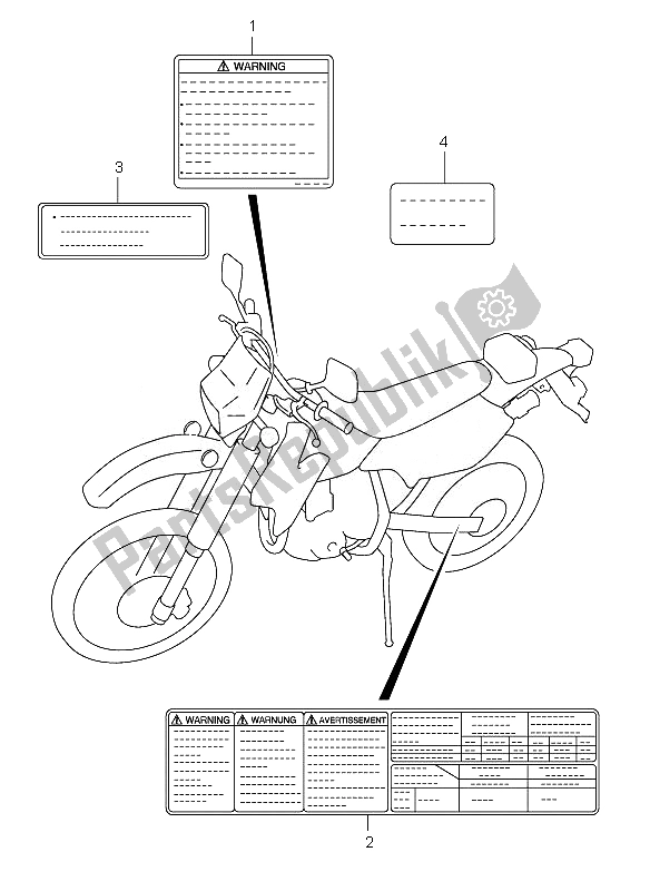 Alle onderdelen voor de Etiket van de Suzuki DR Z 400E 2007