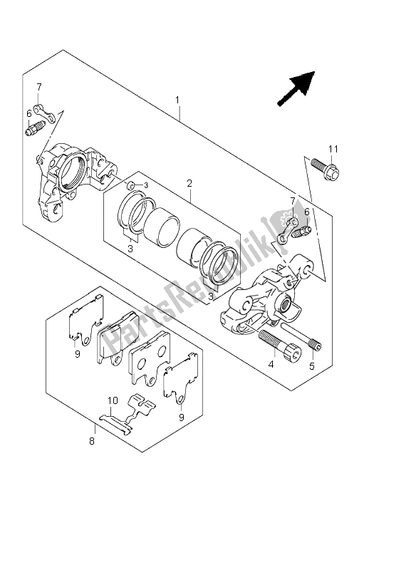 Todas las partes para Pinza Trasera de Suzuki GSX R 1000 2004