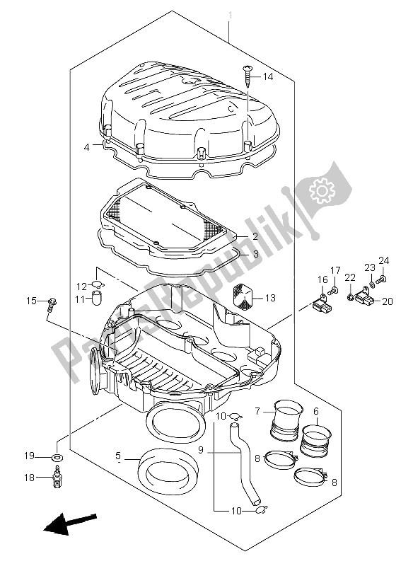 Alle onderdelen voor de Luchtfilter van de Suzuki GSX R 600 2001