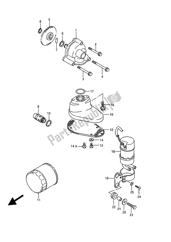 Tutte le parti per il Pompa Dell'olio E Pompa Del Carburante del Suzuki VS 1400 Glpf Intruder 1993