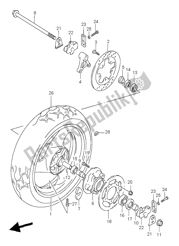 Tutte le parti per il Ruota Posteriore del Suzuki GSF 600 NS Bandit 1999