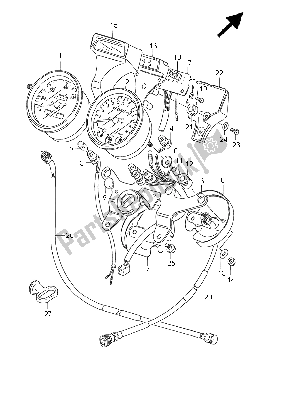 Alle onderdelen voor de Snelheidsmeter En Toerenteller van de Suzuki GN 125E 1996