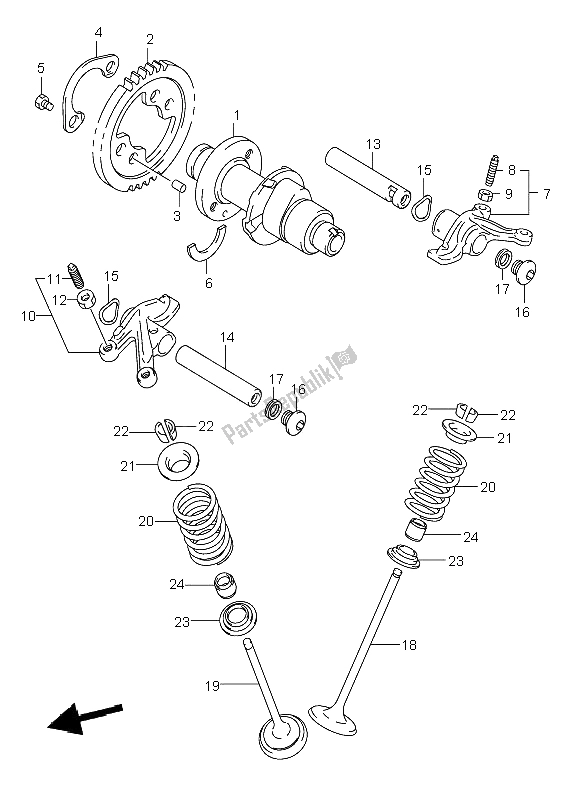 All parts for the Camshaft & Valve of the Suzuki LT A 500F Vinson 4X4 2006