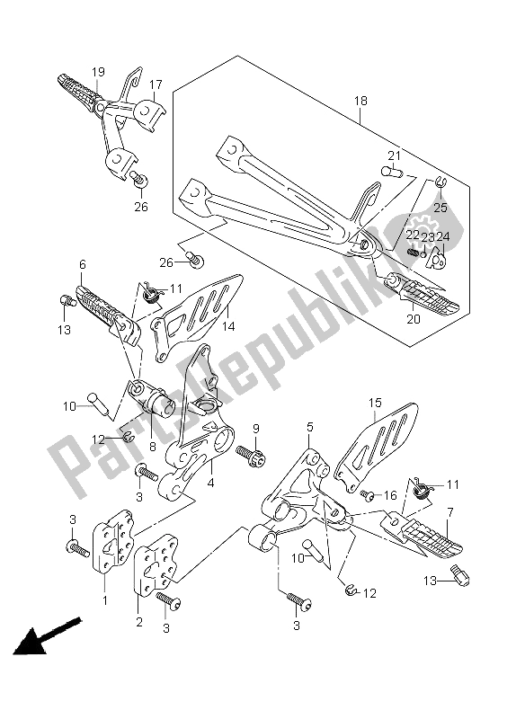 Todas las partes para Reposapiés de Suzuki GSX R 600 2009