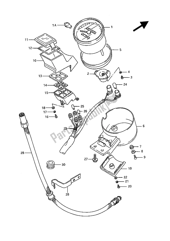 All parts for the Speedometer of the Suzuki VS 1400 GLP Intruder 1989