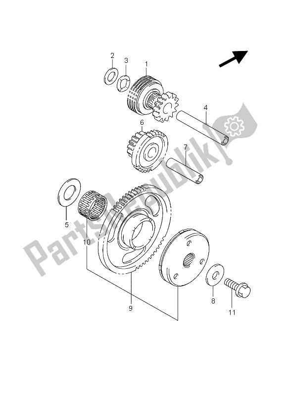 All parts for the Starter Clutch of the Suzuki AN 650A Burgman Executive 2006