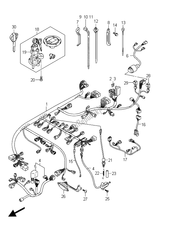 Tutte le parti per il Cablaggio (gsx-r1000 E24) del Suzuki GSX R 1000 2011