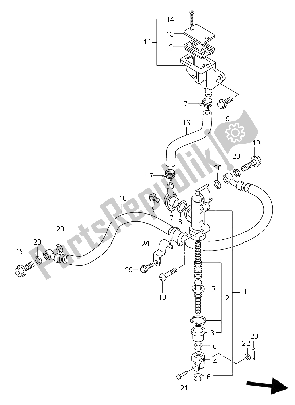 Tutte le parti per il Pompa Freno Posteriore del Suzuki GSX R 600 2002