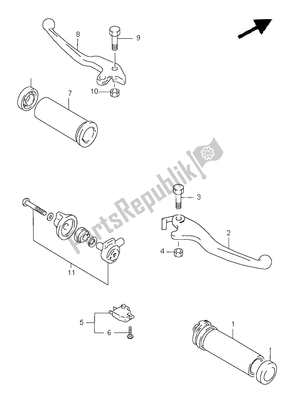 Todas las partes para Palanca De La Manija de Suzuki VS 1400 Intruder 2001