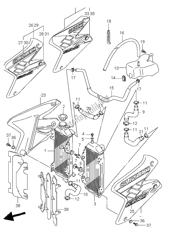 Tutte le parti per il Termosifone del Suzuki DR Z 400E 2003