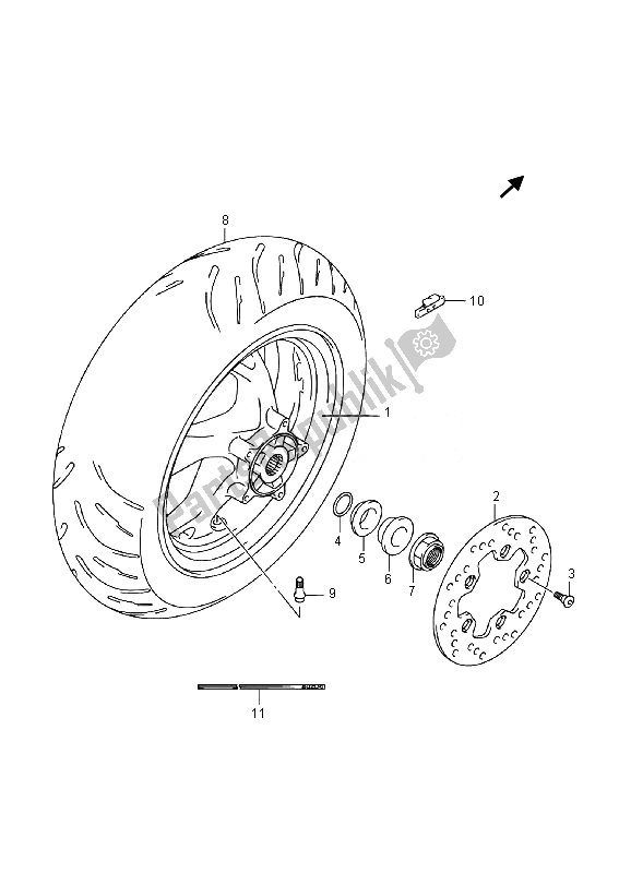 All parts for the Rear Wheel (an400 E19) of the Suzuki Burgman AN 400 AZA 2014