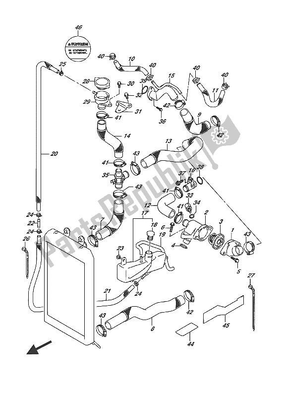 Alle onderdelen voor de Radiator Slang van de Suzuki VL 1500T Intruder 2016