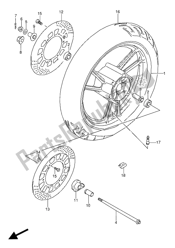 Todas as partes de Roda Da Frente do Suzuki GSX 600 FUU2 1988