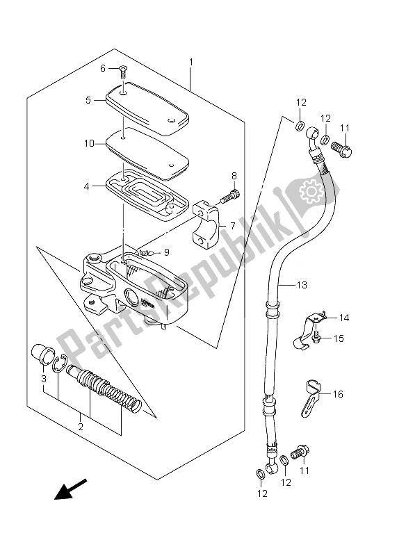 All parts for the Front Master Cylinder of the Suzuki VZ 800 Intruder 2010