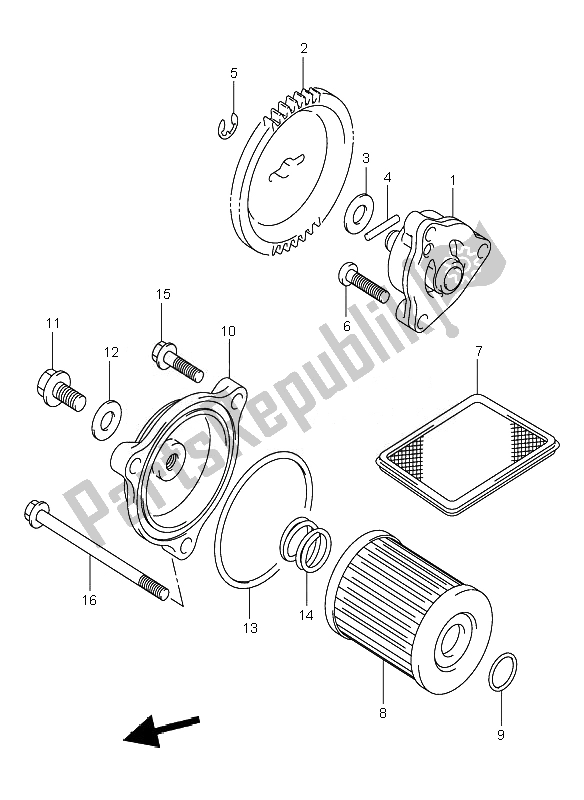 All parts for the Oil Pump of the Suzuki LT Z 250 Quadsport 2007