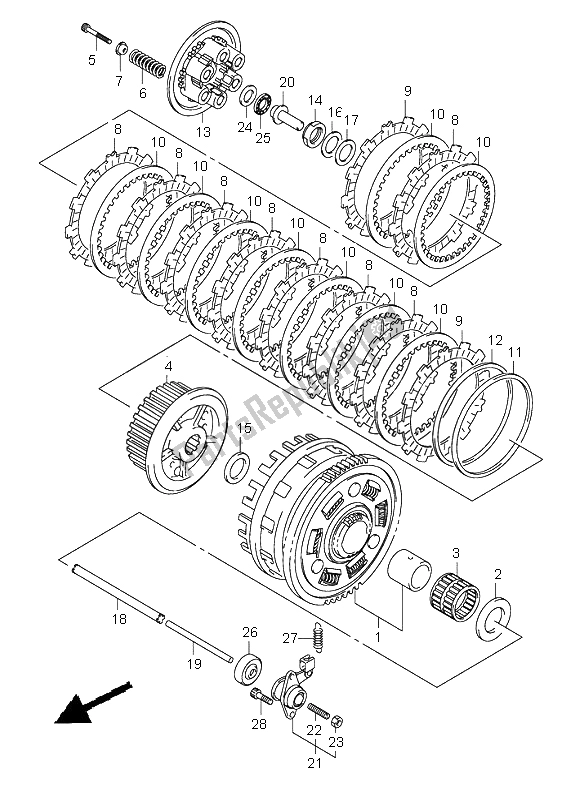 All parts for the Clutch of the Suzuki GSX R 1000 2004