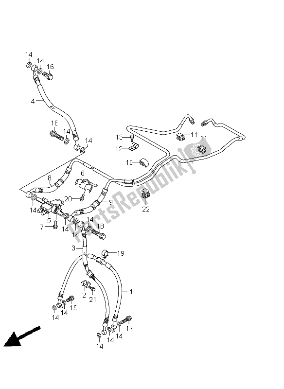 Tutte le parti per il Tubo Freno Anteriore (gsx650fua E21) del Suzuki GSX 650 FA 2011