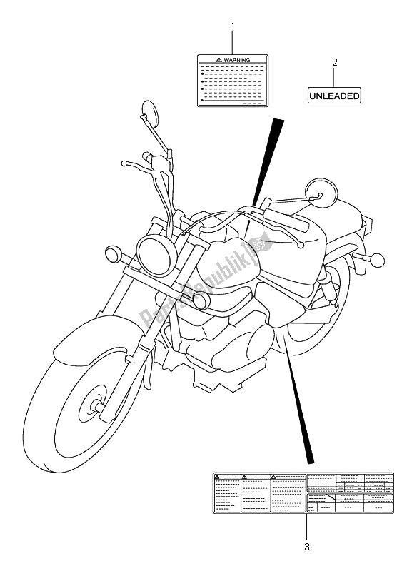 Tutte le parti per il Etichetta del Suzuki VL 125 Intruder 2001