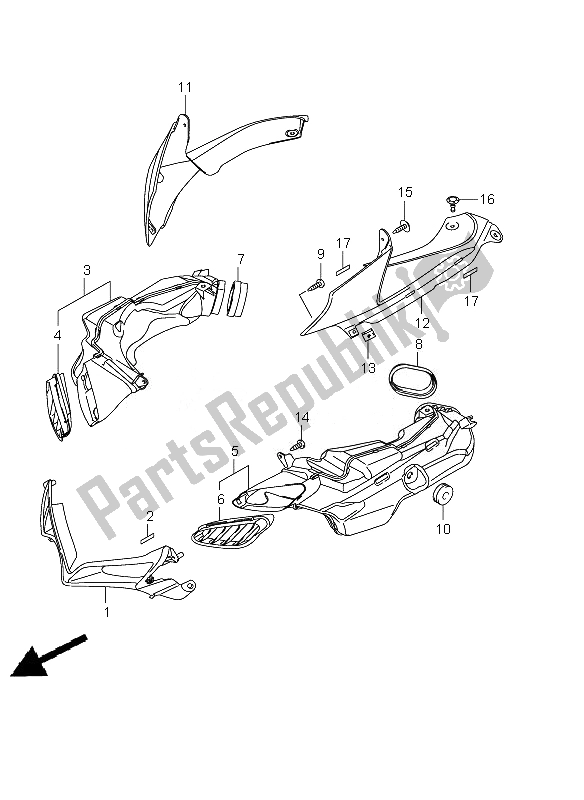 Tutte le parti per il Tubo Di Aspirazione Dell'aria del Suzuki GSX R 600 2010