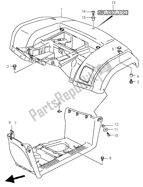 Tutte le parti per il Parafango Posteriore del Suzuki LT A 400F Eiger 4X4 2006