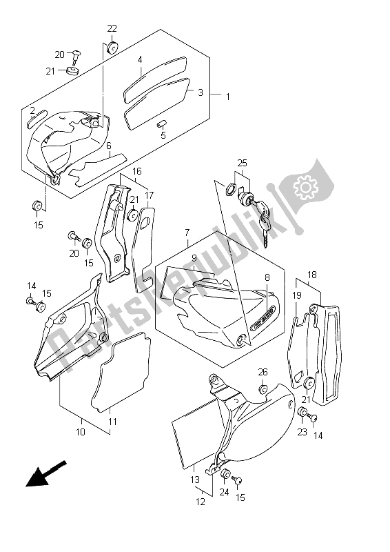 Todas as partes de Tampa Do Quadro (vl800c E19) do Suzuki C 800 VL Intruder 2012