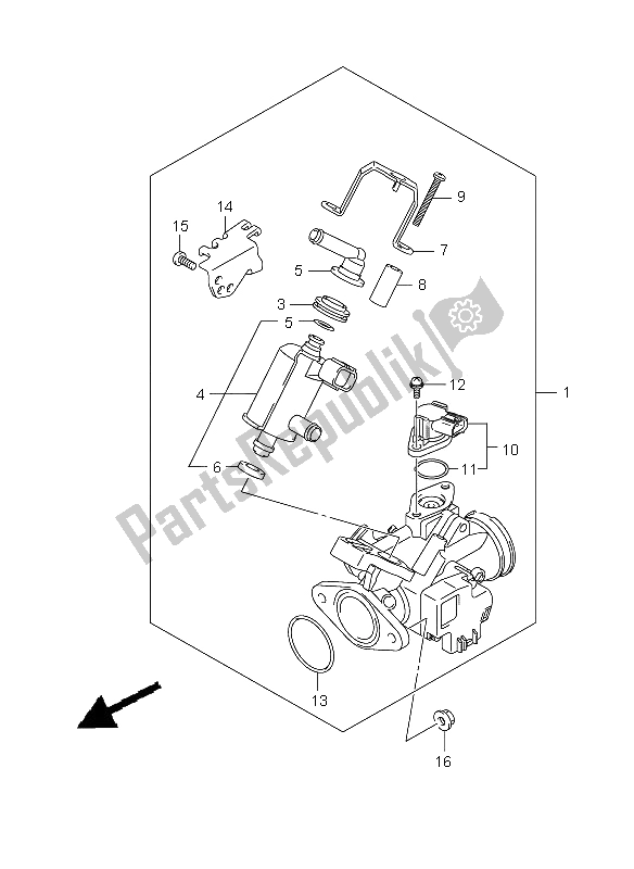 All parts for the Throttle Body of the Suzuki DR 125 SM 2009