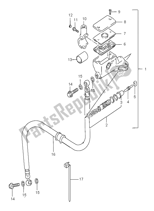 All parts for the Clutch Master Cylinder of the Suzuki GSF 1200 Nssa Bandit 1997