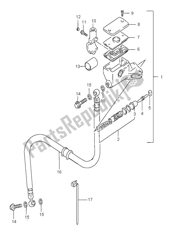 All parts for the Clutch Master Cylinder of the Suzuki GSF 1200 Nssa Bandit 1997