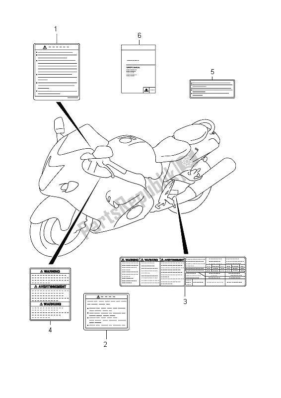 Tutte le parti per il Etichetta (gsx1300r E19) del Suzuki GSX 1300R Hayabusa 2012