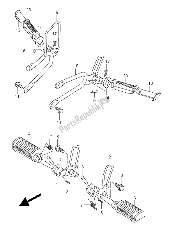 All parts for the Footrest of the Suzuki RV 125 Vanvan 2006