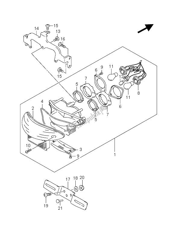 All parts for the Tail Lamp of the Suzuki GSX 1300R Hayabusa 2006